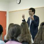 AG Bob Ferguson speaks to Open Window School eighth grade students. Madison Miller / staff photo