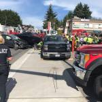 A 27-year-old female was stuck beneath a truck for more than half an hour on Wednesday. Photo courtesy/Bellevue Police Department
