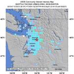 A U.S. Geological Survey depiction of the shaking caused by a magnitude 4.6 earthquake at 2:51 a.m. Friday under Monroe. (USGS)
