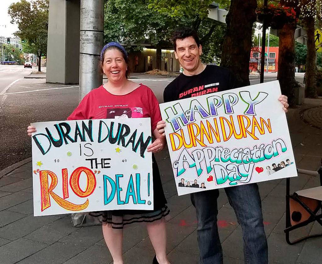 Jennifer Walsh and Durandy at the first annual Duran Duran Appreciation Day celebration in 2017. Photo courtesy of Andrew Durandy Golub