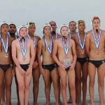 The Northwest Water Polo Club 14U squad is, from left to right, Alan Jiang, Drake MacNichols, Lucas Li, Hebu Patil, Brad Burton, Kevin Zhang, Fan Uren, Giancarlo Marquez, Torger Peterson, Alex Rowland, Austin Quick, Finn Friedland, Ramzi Megalli and Shelton Helton (not pictured, behind Friedland). Courtesy photo