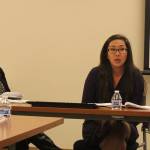 Blake Peterson/staff photo                                Bellevue North Sector Captain Joe Nault, Redmond Police Sergeant AnnMarie Fein and Issaquah Administrative Sergeant Ryan Raulerson were included on the panel.                                Kimberly Wyatt, a deputy prosecuting attorney who helped write Washington states current ERPO law, and Melissa Chin, a legal advisor with the Bellevue Police Department, were on the panel. Blake Peterson/staff photo