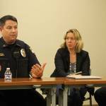 Blake Peterson/staff photo                                Bellevue North Sector Captain Joe Nault, Redmond Police Sergeant AnnMarie Fein and Issaquah Administrative Sergeant Ryan Raulerson were included on the panel.