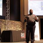 Brandon Rhone, the assistant training director of ALICE, was one of the speakers at the event. Staff photo/Blake Peterson