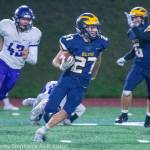 Bellevue running back Dan Marino (27) looks up field during a 42-21 victory against Lake Washington on Oct. 4. Photo courtesy of Stephanie Ault Justus