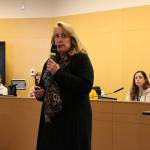 Deborah Kraft leads SOS discussion presentation for parents on Nov. 7. From left: Elizabeth Hannibal, Stephanie Lawrenson, Deborah Kraft, Alicia Williams, Katherine Farkas, Piper Sangston. Madison Miller / staff photo