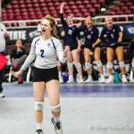 Interlake libero Bianca Greydinger celebrates a point during the 3A state volleyball tournament in Yakima. Photo courtesy of Don Borin/Stop Action Photography