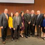 From left: Jared Nieuwenhuis, Jennifer Robertson, Conrad Lee, Deputy Mayor Lynne Robinson, Jeremy Barksdale, Mayor John Chelminiak, John Stokes and Janice Zahn. Photo courtesy of the City of Bellevue