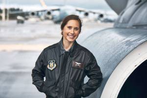 Bellevue resident Reily Finnelly is a pilot in the Air Force Reserve. Finnelly was born into a family of pilots. Photo Courtesy of the Department of Defense.