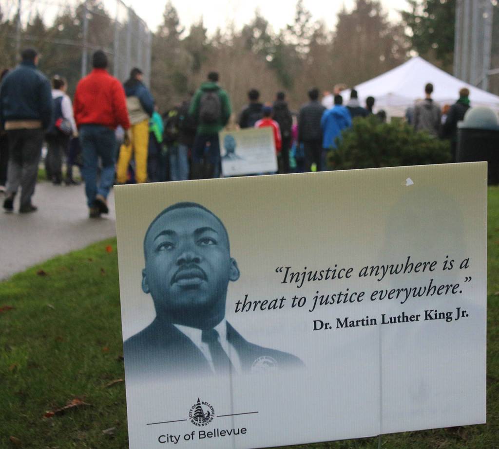 Volunteers gather at Wilburton Hill Park for the Dr. Martin Luther King Jr. Day of Service. Andy Nystrom/ staff photo
