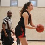Newport forward Kennedy Weiser takes a shot during the Knights 71-51 loss to Mount Si on Feb. 8 at Sammamish High School. Benjamin Olson/staff photo