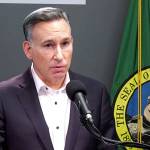 King County Executive Dow Constantine at a Seattle press conference Wednesday, March 4. Screenshot from livestream