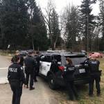 Bellevue police officers respond to a call about a man barricaded in his vehicle with a gun at Bellevue College on March 5. Photo courtesy of Bellevue Police Department