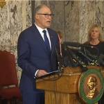Gov. Jay Inslee speaks about closing all schools for six weeks in King, Pierce and Snohomish counties during a press conference on Thursday afternoon. Photo courtesy of tvw.org