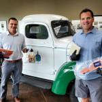 J. Stephan Banchero, III, president of Sound Bites (left) with John Moscrip, chief operating officer, Dukes Seafood. Sound Bites delivers fresh organic produce, frozen protein and restaurant meals everywhere in Snohomish, King and Pierce counties.