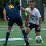 Sammamishs Anthony Suazo, right, scored two goals in his teams 4-1 victory over Bellevue on June 5. Also pictured is Bellevue goal scorer Jahon Ziari. Photo courtesy of Stephanie Ault Justus