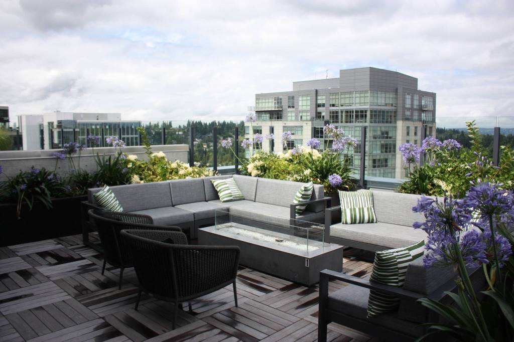 Rooftop seating and view on top of Bellevues 888 (photo credit: Cameron Sheppard)