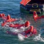 Port Townsend Maritime Academy students during cold-water emergency drill training. (Photo credit: Northwest Maritime Center)