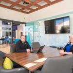 Chris Neros meeting with Jennifer Barnhart, Universal Banker in the Fairhaven branch. Photo credit: Nakean Wickliff