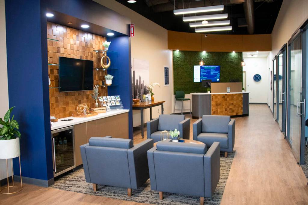 Stop by for a closer look at the moss wall at the new Bellevue branch of First Fed.