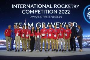 Newport High School representing Team USA at the International Rocketry Challenge. Courtesy of Aerospace Industries Association.