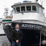 Scott Montgomery, Maritime Manager for Commercial Banking at First Fed, with the Adventurous at port in Seattle, WA. Photo courtesy First Fed