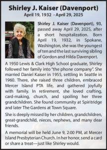 Shirley J. Kaiser (Davenport) | Obituary
