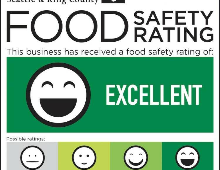 <p>All permitted food businesses in King County, from restaurants to food trucks, should have a food safety rating sign from Public Health displayed for customers. Photo courtesy of Public Health - Seattle & King County</p>