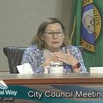 Federal Way Council president Susan Honda talks about the moratorium on data centers in the city. Screenshot from @FWYoutube.